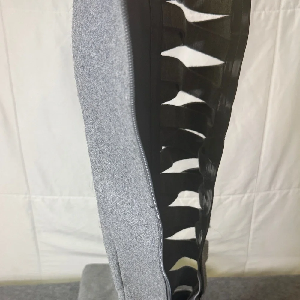 Nine West Gray Over The Knee Boots Cutout‎ Strap Design Block Heel Size 8
